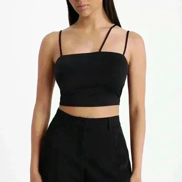 Express Tops - Express Body Contour Compression Square Neck Strappy Cropped Cami